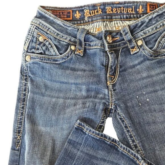 Rock Revival Women's Denim Patti Embroidered Flap Pocket Boot Jeans Size 27 - Picture 15 of 16
